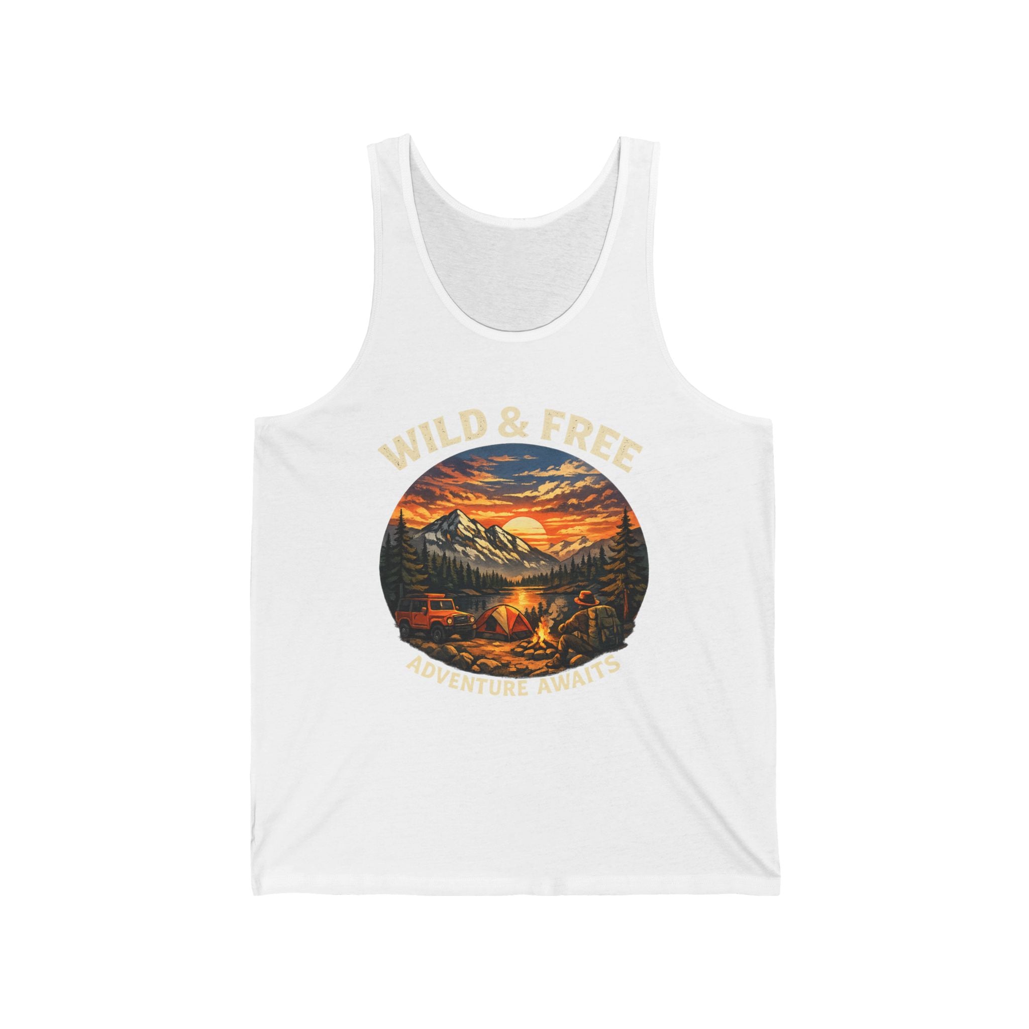 Wild & Free Tank Top — Adventure Awaits Camping Graphic Tank