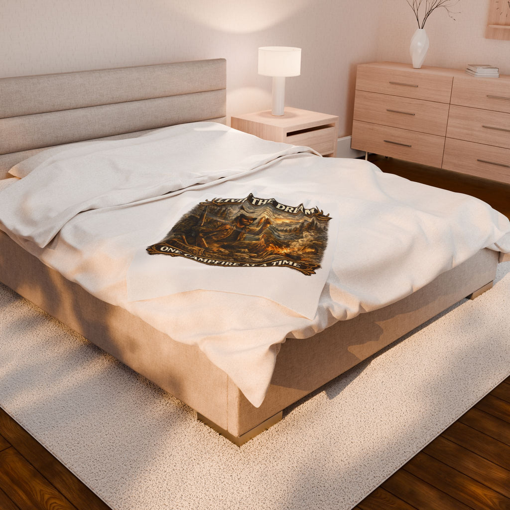 Livin' The Dream Campfire Blanket — Velveteen Plush Camping Throw