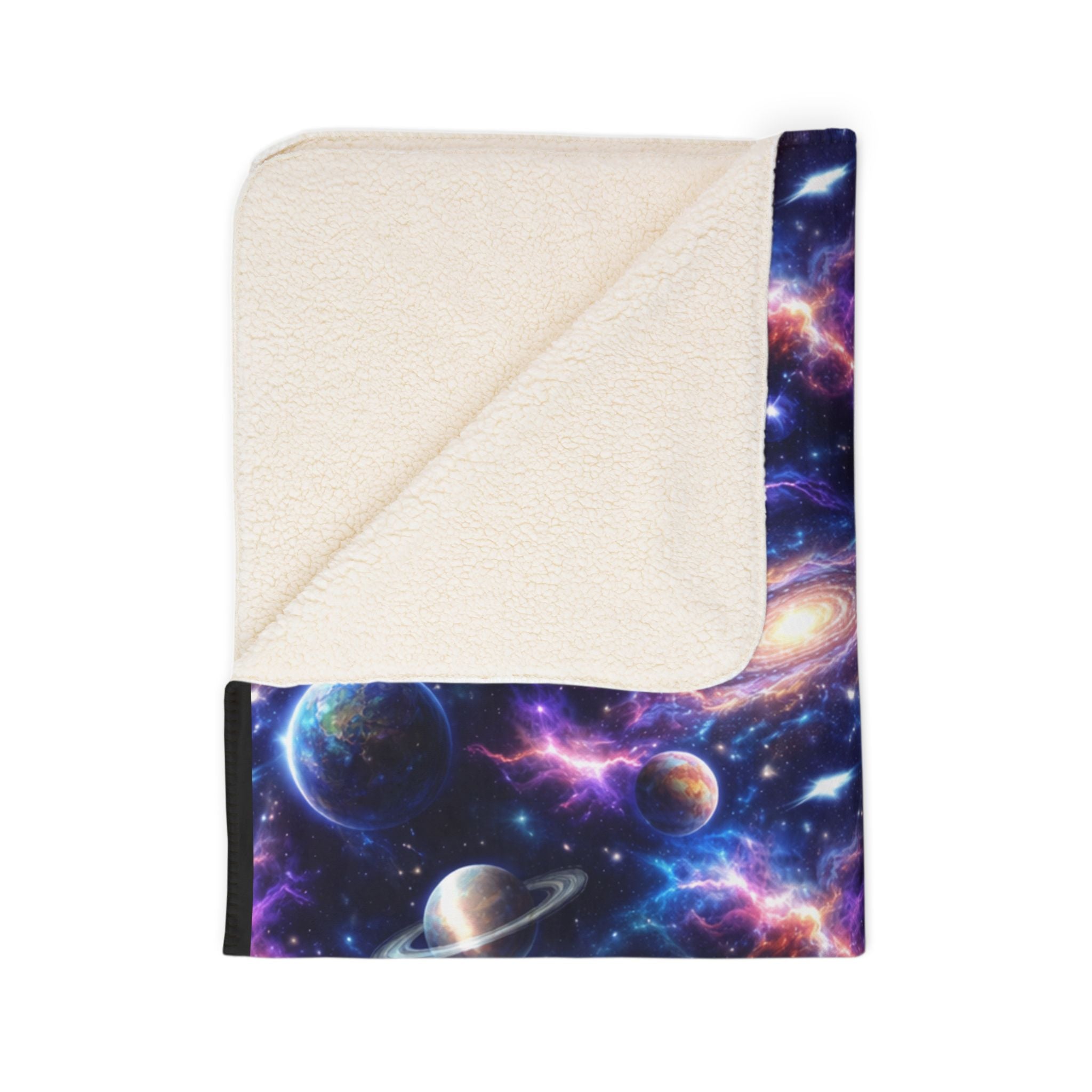 Galaxy Space Sherpa Blanket – Cosmic Planets Fleece Throw