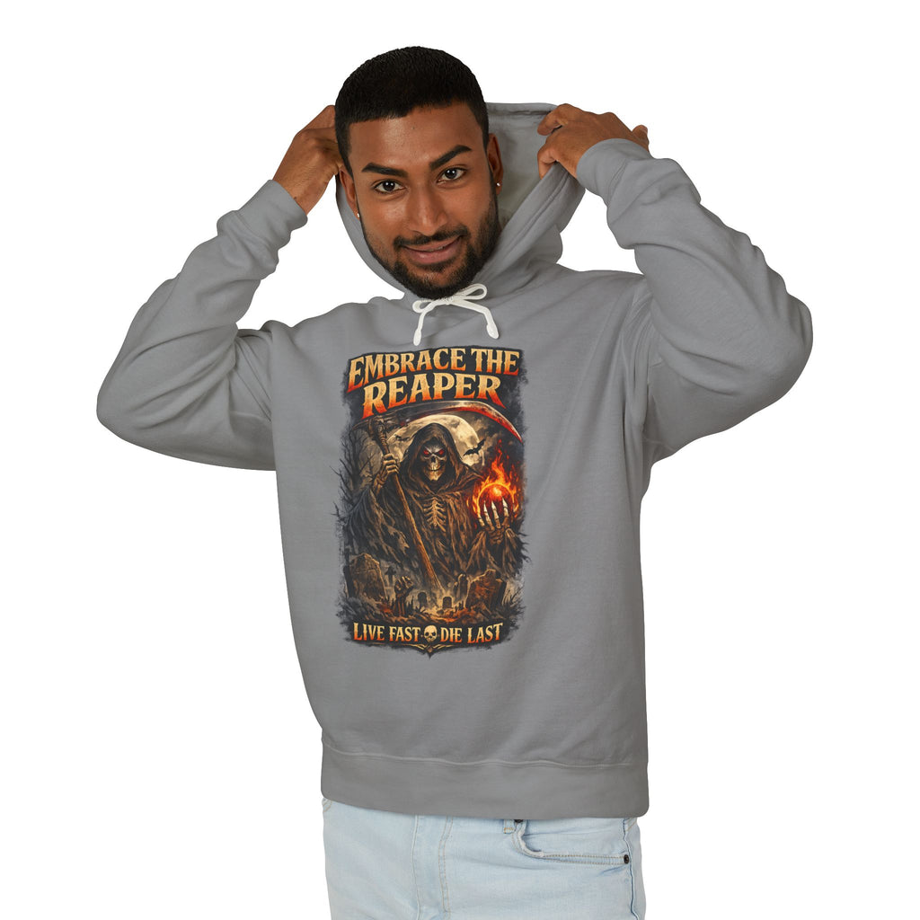 Embrace The Reaper Hoodie — Gothic Grim Reaper Graphic Pullover