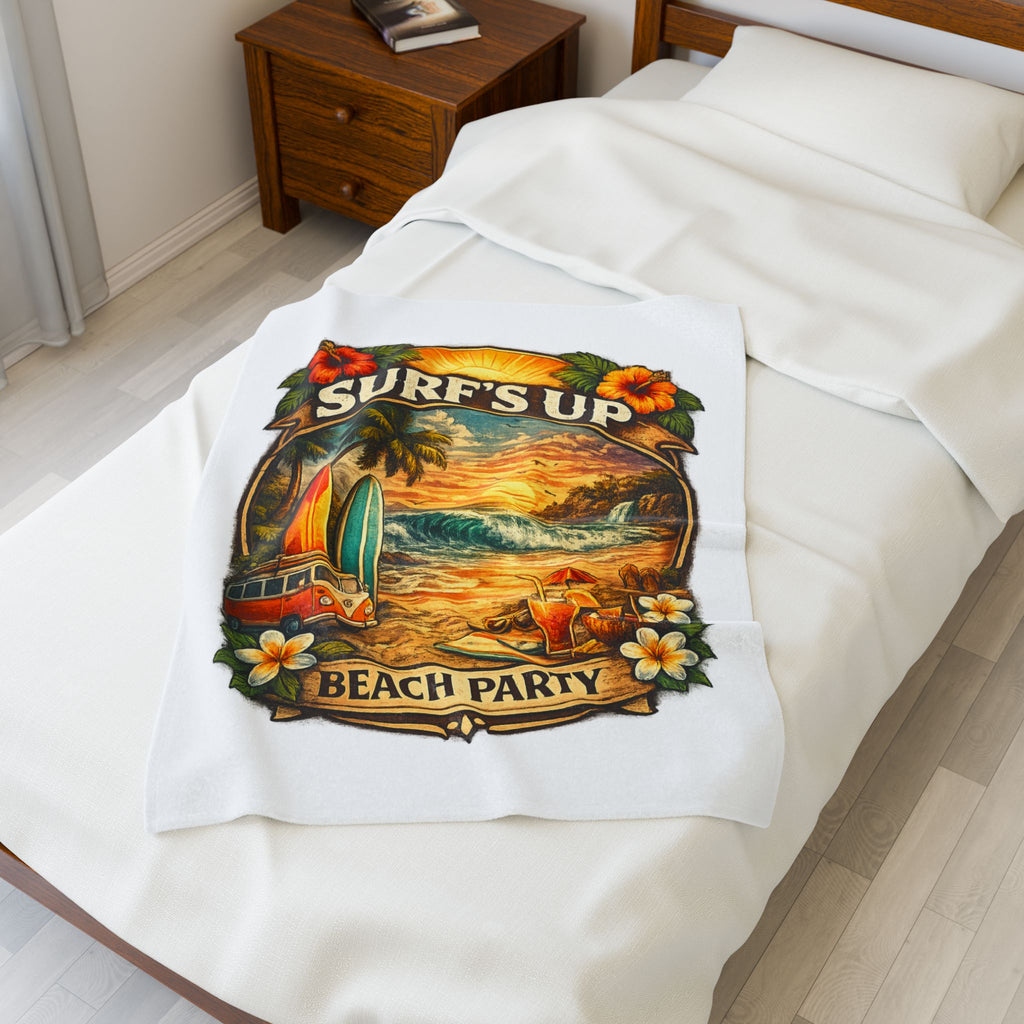 Surf’s Up Beach Party Velveteen Plush Blanket