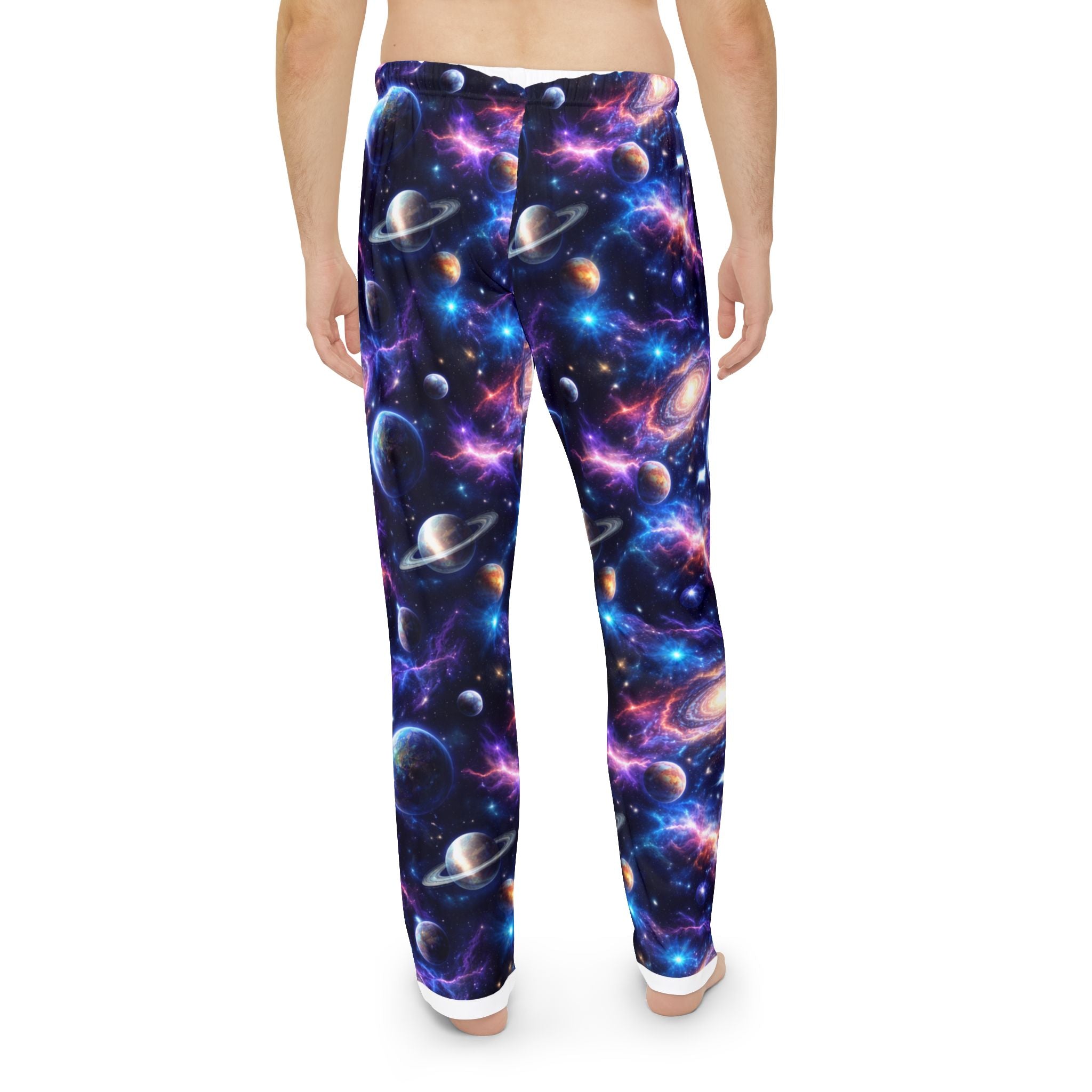Galaxy Print Pajama Pants — Men's Space Planet Lounge Pants
