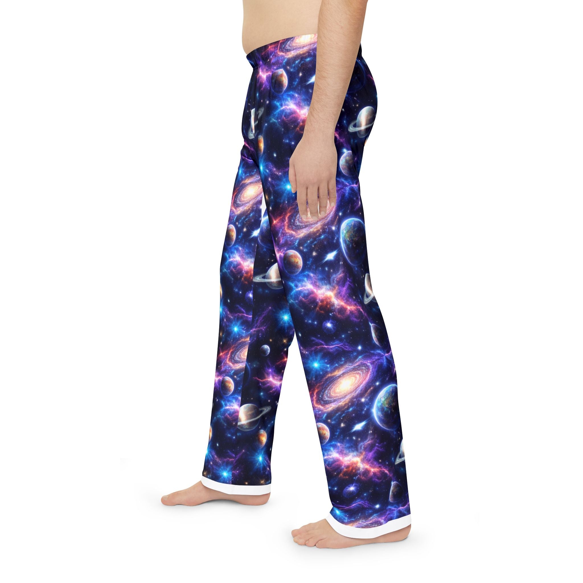 Galaxy Print Pajama Pants — Men's Space Planet Lounge Pants