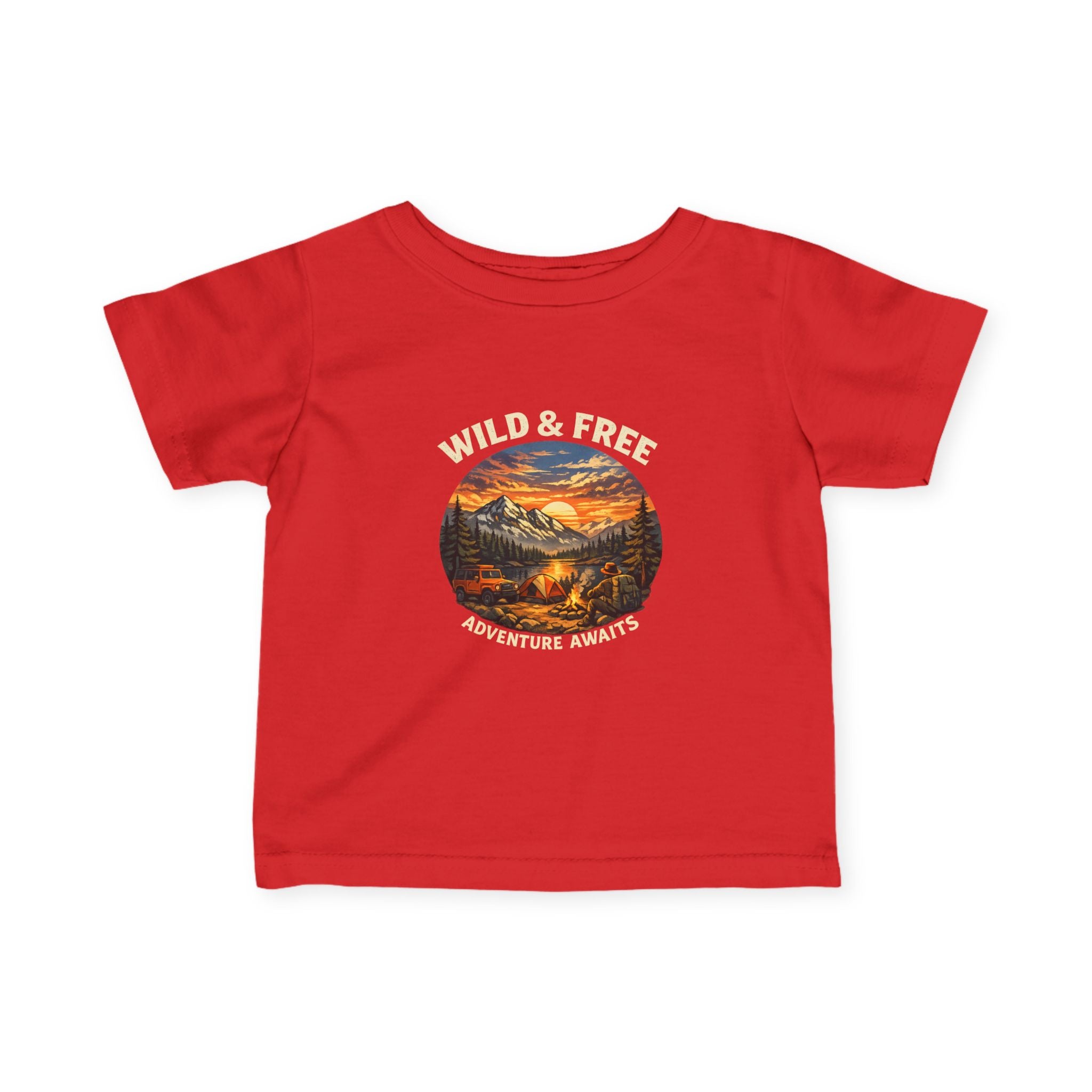 Infant Tee — Sunset Mountain Campfire Graphic Baby Shirt