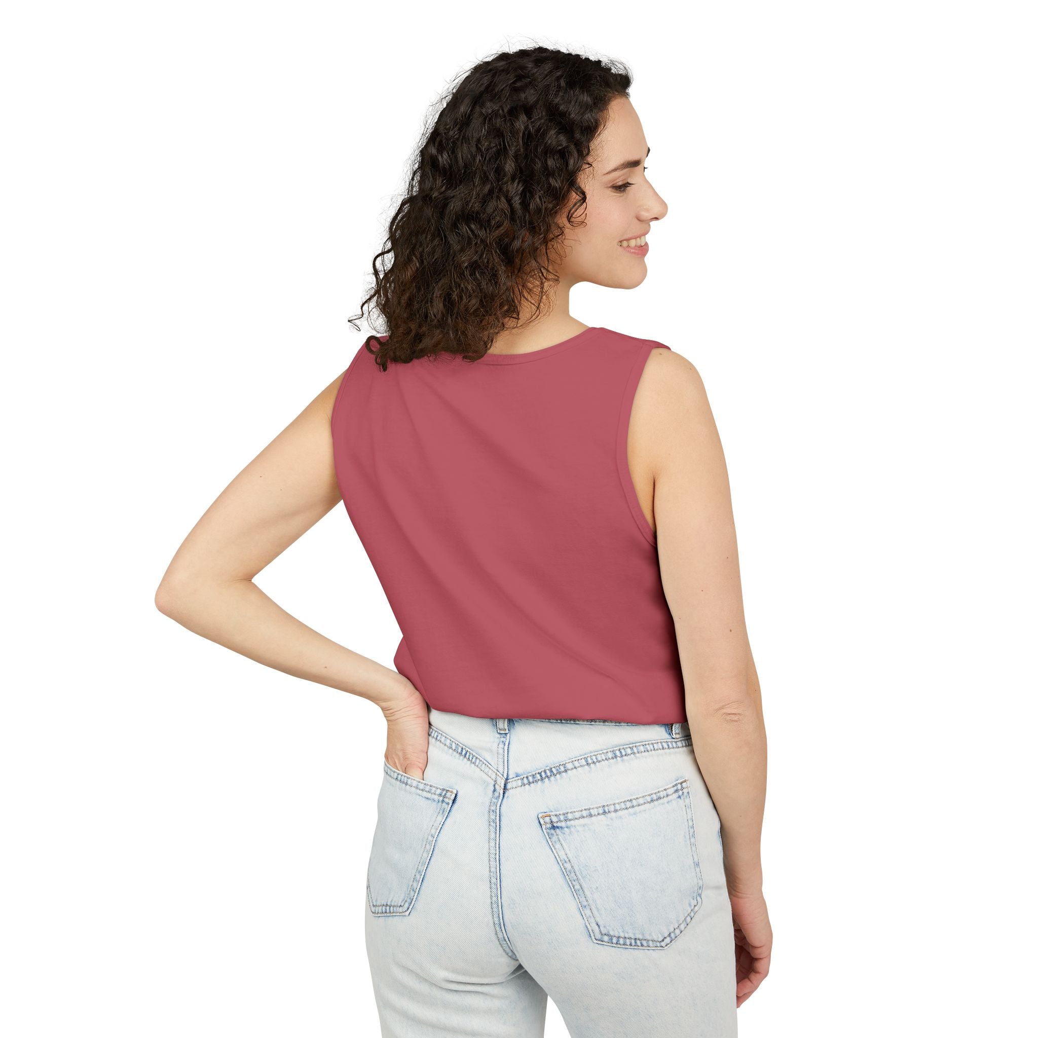 Tank Top — "Wild & Free" Sunset Mountain Camping Graphic