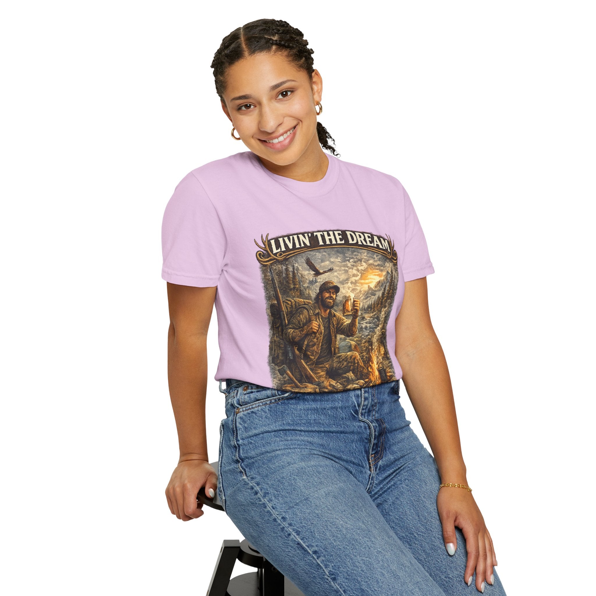 Livin' the Dream Campfire T-Shirt — "One Campfire at a Time" Outdoor Graphic Tee