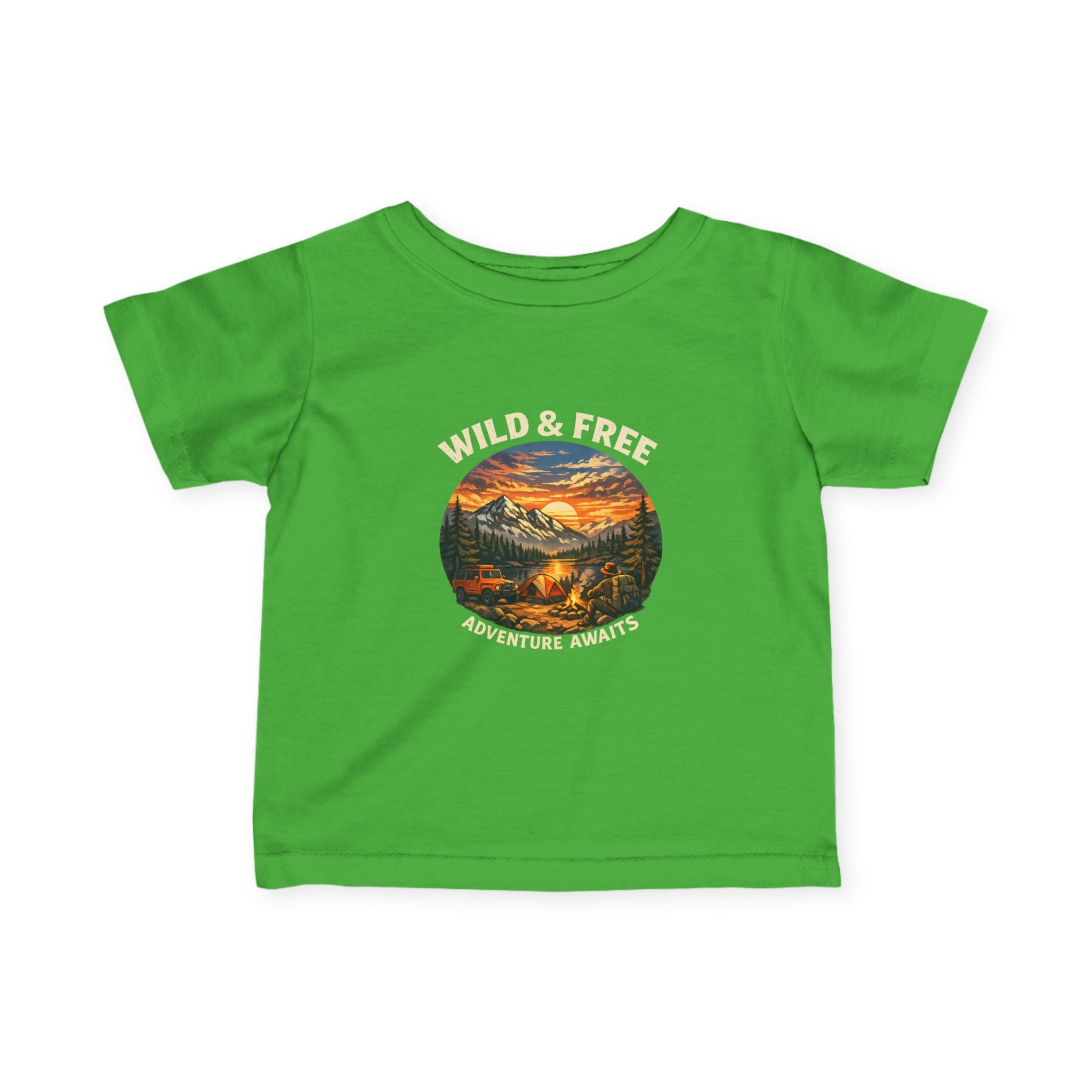 Infant Tee — Sunset Mountain Campfire Graphic Baby Shirt